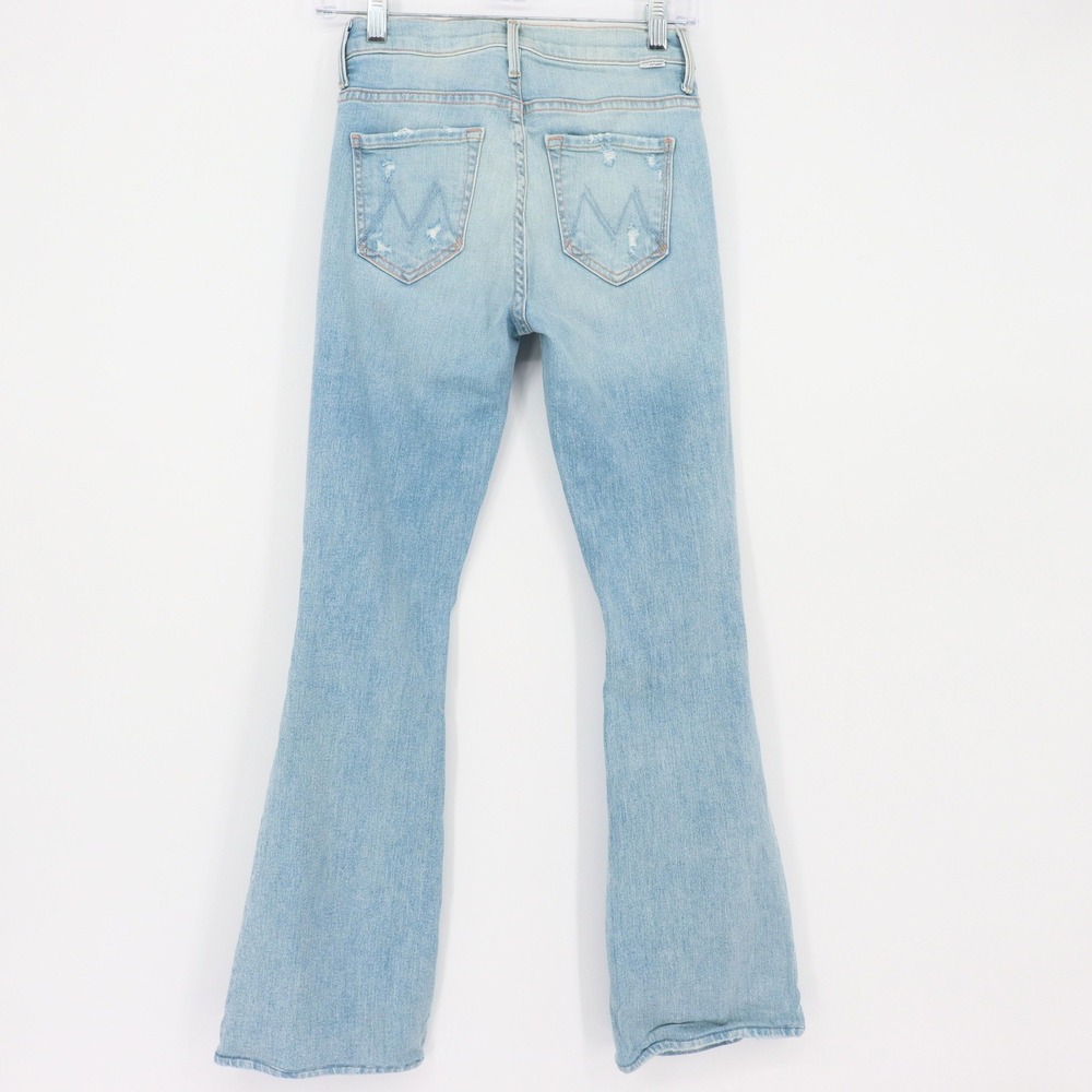 MOTHER The Weekender Flare Jeans Free Hugs Light Wash Distressed Denim Size 25 - Picture 2 of 10